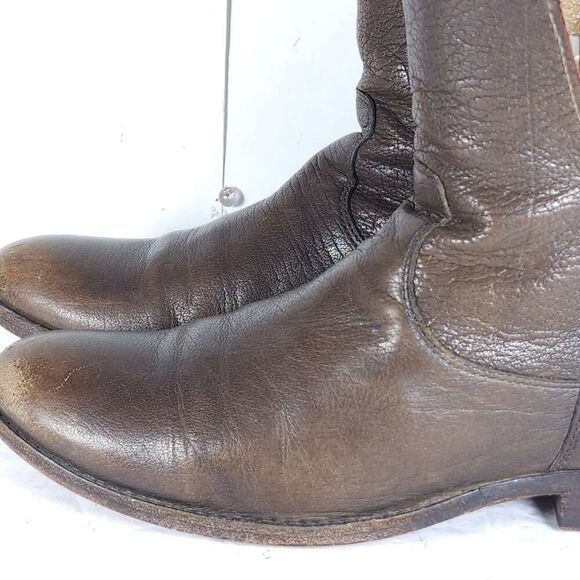 Frye Women's Melissa US8B Brown Leather Back Zip Button Ankle Booties Boots - Picture 13 of 16